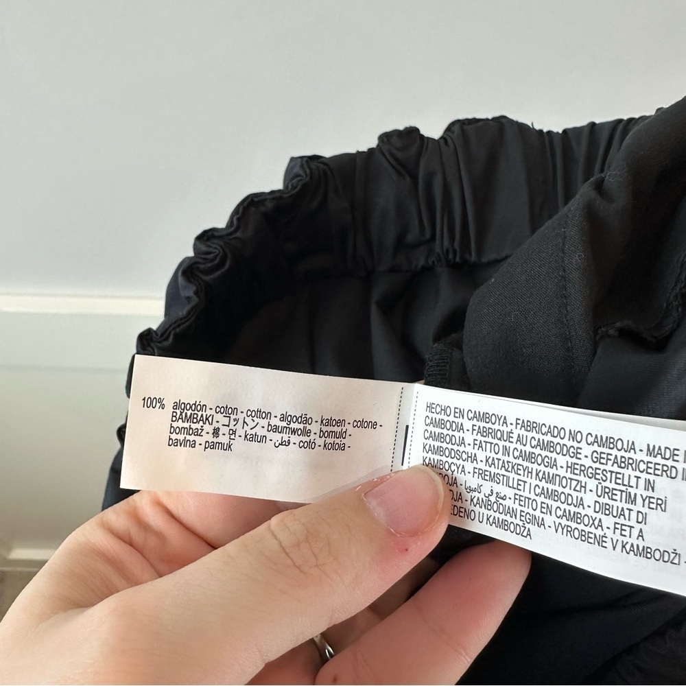NEW Zara Black Wide Leg 100% Cotton Career Minimalist Cropped Pants Size XS - Picture 5 of 6